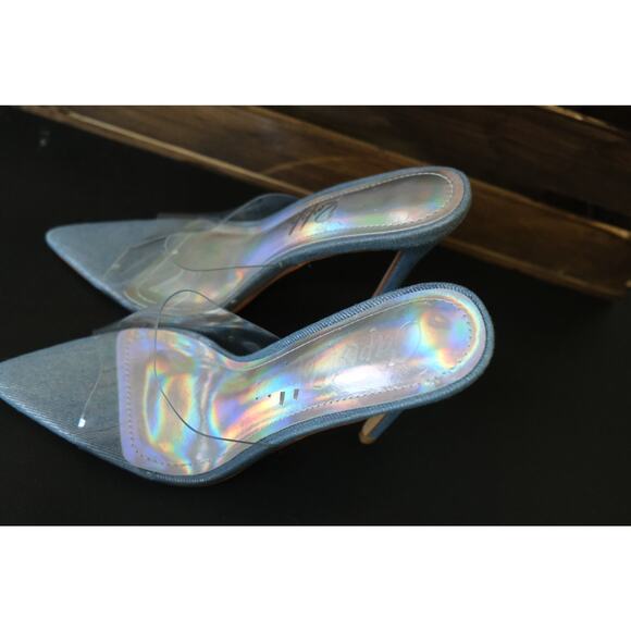 NWOT Cape Robbin Berry Slip-on Pointy Toe Heels Clear Upper Silver Womens 5.5 - Picture 3 of 7